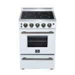 Loiano 24 Inch Freestanding Electric Range in White, Storage Drawer, 4 Elements 6,000W, 2.3 cu.ft., Adjustable Legs FFSEL6069-24WHT