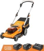 LawnMaster 48V MAX Electric Lawn Mower, 19-inch Brushless Cordless Lawn Mower with 2X24V MAX 4.0Ah Battery and a Dual Charger-CLMF4819A  Patio, Lawn & Garden - Color : 19-Inch-Orange - Image 9