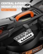40V 19" Cordless Lawn Mower, Brushless Push Lawn Mower w/ 13.2Gal Bag, 98% Grass Collection, 3-Step Quicker Foldable, 6-Position Height Adjustment Meets Various Cutting Needs  Patio, Lawn & Garden - Color : A-Black&Orange - Image 7