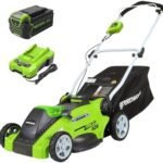 Greenworks 40V 16" (Push) Cordless Lawn Mower, 4.0Ah Battery (1/3 Acre, Push Button Start, Compatible with 75+ Tools)  Walk Behind Lawn Mowers : Patio, Lawn & Garden - Size : 21" Self-Propelled (5.0Ah) + LED Lights