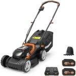 WORX 14" Cordless Lawn Mower, 2 in 1 Electric Mower Cuts Quietly, Compact & Lightweight Push Lawn Mower with 6-Position Height Adjustment for Small Yards, 2 Batteries & Charger Included, WG779  Patio, Lawn & Garden - Style : 21" 40V Mower w/(2) 5.0Ah Batteries