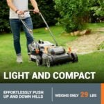 WORX 14" Cordless Lawn Mower, 2 in 1 Electric Mower Cuts Quietly, Compact & Lightweight Push Lawn Mower with 6-Position Height Adjustment for Small Yards, 2 Batteries & Charger Included, WG779  Patio, Lawn & Garden - Style : 21" 40V Mower w/(2) 5.0Ah Batteries - Image 3