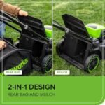 Greenworks 60V 17" Brushless Cordless Push Lawn Mower, 2-in-1 Mulching/Bagging, 4.0Ah Battery and 3A Charger(40min Runtime)  Patio, Lawn & Garden - Size : 60V 17" Push + Blower (4.0Ah) - Image 7
