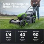 Greenworks 60V 17" Brushless Cordless Push Lawn Mower, 2-in-1 Mulching/Bagging, 4.0Ah Battery and 3A Charger(40min Runtime)  Patio, Lawn & Garden - Size : 60V 17" Push + Blower (4.0Ah) - Image 3