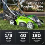 Greenworks 40V 16" (Push) Cordless Lawn Mower, 4.0Ah Battery (1/3 Acre, Push Button Start, Compatible with 75+ Tools)  Walk Behind Lawn Mowers : Patio, Lawn & Garden - Size : 21" Self-Propelled (5.0Ah) + LED Lights - Image 3