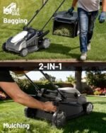 Litheli 18-inch 40V Brushless Lawn Mower for Garden Yards, Lightweight Cordless Lawn Mower Battery Powered with 6-Position Height Adjustment, 2x5.0Ah Battery Included  Patio, Lawn & Garden - Color : Gray - Image 5