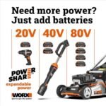 WORX 14" Cordless Lawn Mower, 2 in 1 Electric Mower Cuts Quietly, Compact & Lightweight Push Lawn Mower with 6-Position Height Adjustment for Small Yards, 2 Batteries & Charger Included, WG779  Patio, Lawn & Garden - Style : 21" 40V Mower w/(2) 5.0Ah Batteries - Image 7