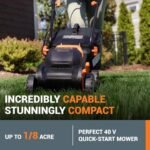 WORX 14" Cordless Lawn Mower, 2 in 1 Electric Mower Cuts Quietly, Compact & Lightweight Push Lawn Mower with 6-Position Height Adjustment for Small Yards, 2 Batteries & Charger Included, WG779  Patio, Lawn & Garden - Style : 21" 40V Mower w/(2) 5.0Ah Batteries - Image 2